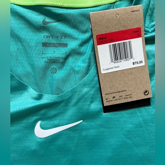 Nike Court Dri Fit Advantage Printed Shirt Teal - Picture 2 of 7